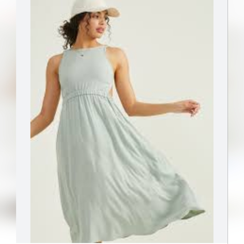 Altar'd State Jackie Linen Sage Green Midi Dress - Size Small